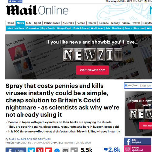 Spray that costs pennies and kills viruses instantly could be a simple, cheap solution to Britain’s Covid nightmare